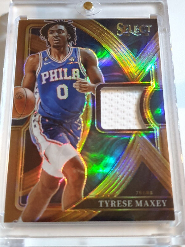 2022 Panini Select Tyrese Maxey #PATCH COPPER /49 Prizm Game Worn Jersey - Rare