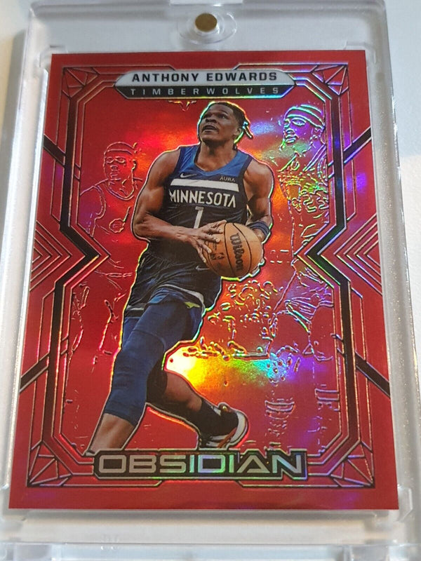 2021 Panini Obsidian Anthony Edwards #91 ELECTRIC ETCH RED FLOOD Holo - Rare