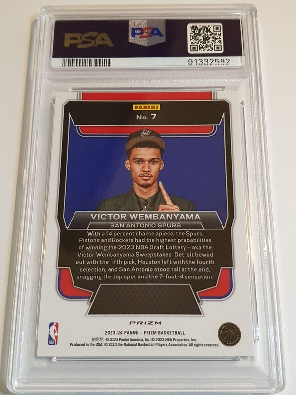 2023 Prizm Victor Wembanyama Rookie #7 FAST BREAK Holo Luck of the Lottery PSA 9