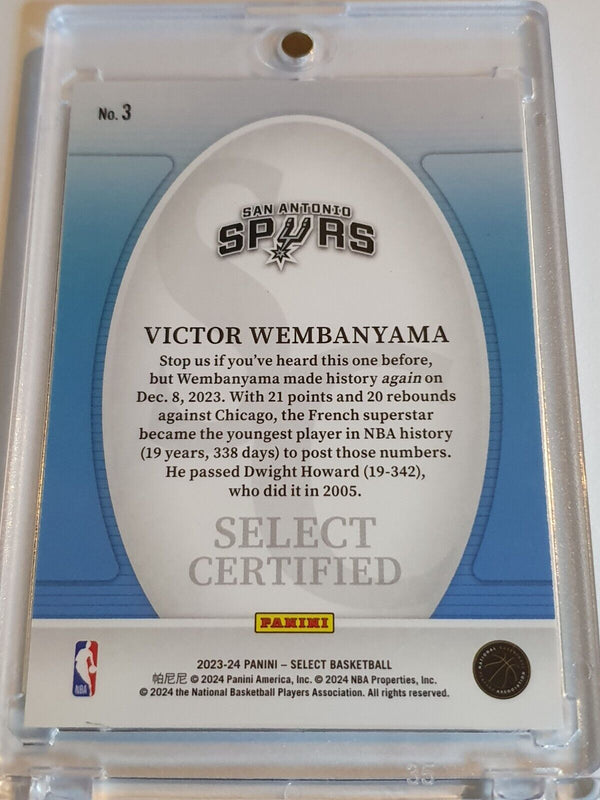 2023 Panini Select Victor Wembanyama Rookie #3 Select Certified RC - Rare