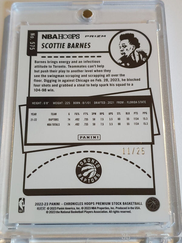 2022 Panini Chronicles Scottie Barnes #575 SWIRL /25 Holo Hoops Premium Stock