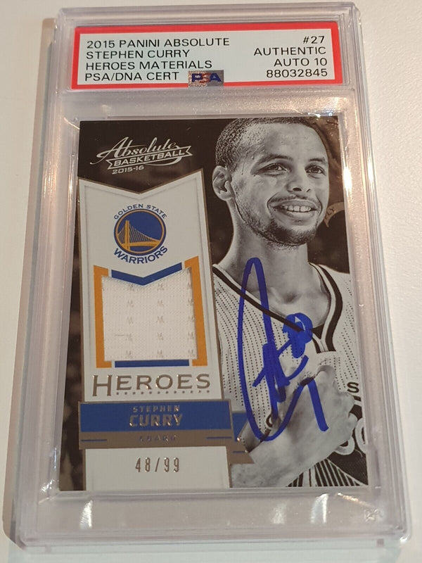 2015 Absolute Stephen Curry #PATCH AUTOGRAPH /99 On Card - PSA 10 Auto (POP 1)