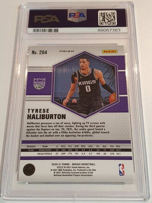 2020 Panini Mosaic Tyrese Haliburton Rookie #204 GREEN MOSAIC HOLO RC - PSA 9