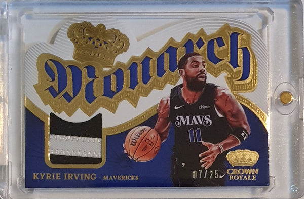 2023 Panini Crown Royale Kyrie Irving PATCH GOLD /25 Game Worn Striped Jersey