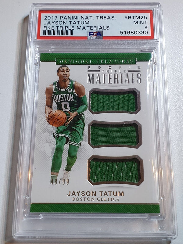 2017 National Treasures Jayson Tatum Rookie #PATCH /99 Triple RC Jerseys - PSA 9