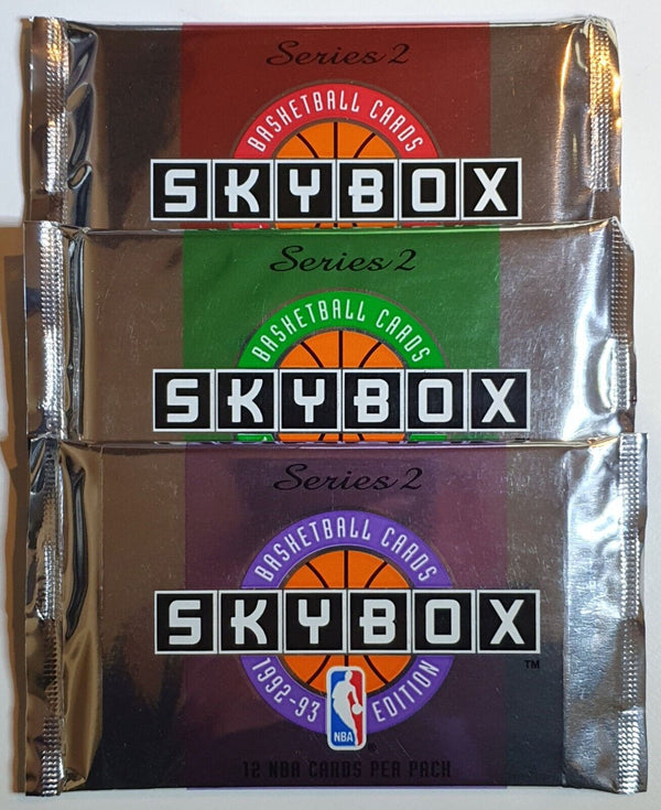 Lot of 3 x Packs of 1992-93 Skybox Basketball Series 2 Factory Sealed Pack