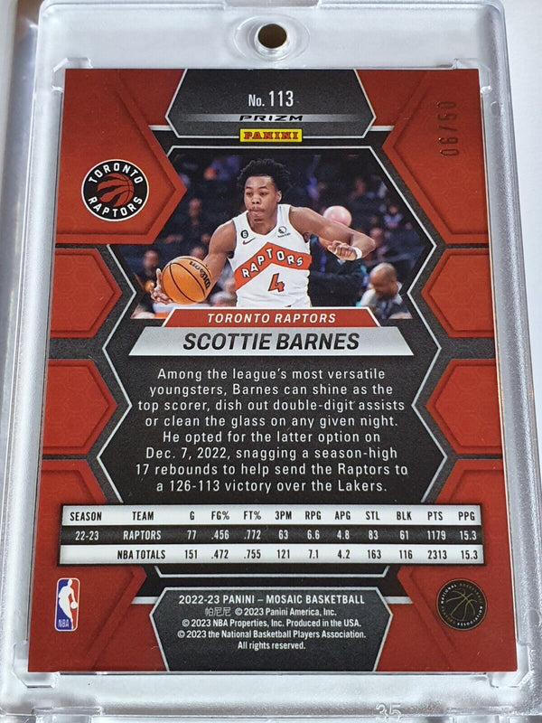 2022 Panini Mosaic Scottie Barnes #113 PURPLE FAST BREAK /50 Prizm - Rare