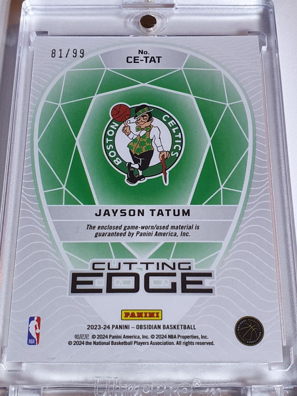 2023 Obsidian Jayson Tatum #PATCH ORANGE FLOOD /99  Game Worn Jersey - Rare