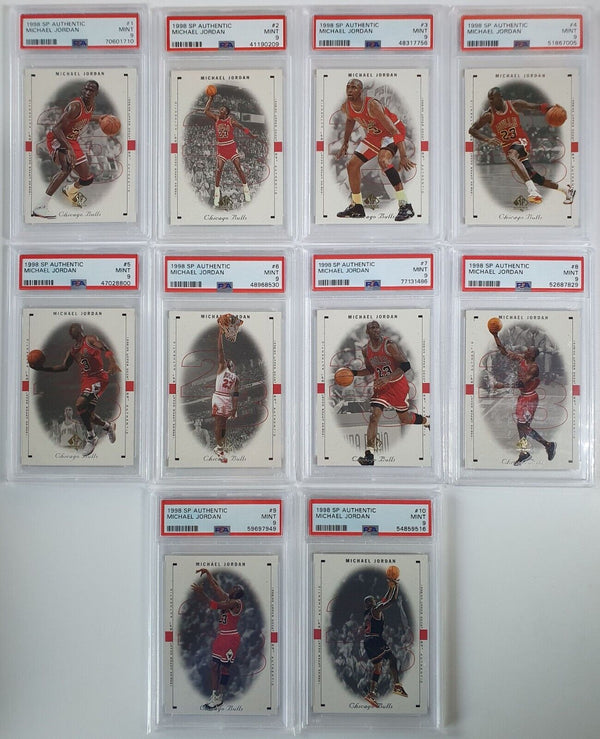 1998 Upper Deck SP Authentic Michael Jordan COMPLETE SET of 10 - PSA 9 (ALL)