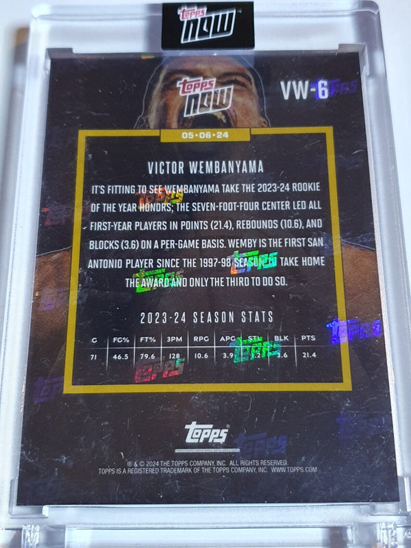 2023 Topps Now Victor Wembanyama Rookie of the Year HOLO - Factory Sealed