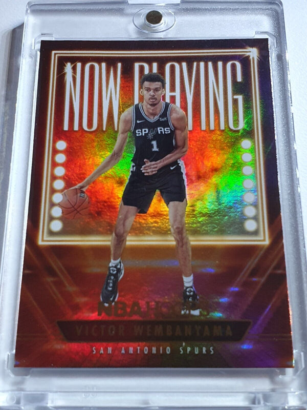 2023 Panini NBA Hoops Victor Wembanyama #26 HOLO Now Playing - Rare