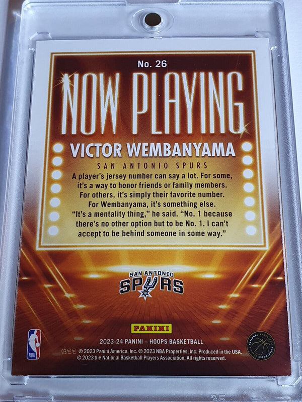 2023 Panini NBA Hoops Victor Wembanyama #26 HOLO Now Playing - Rare