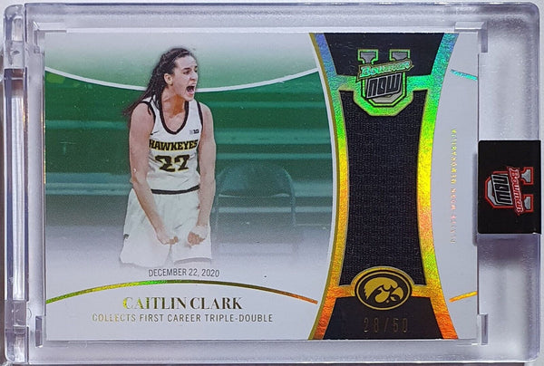 2023 Bowman U Caitlin Clark Rookie #PATCH GREEN /50 Holo Player Worn RC Jersey