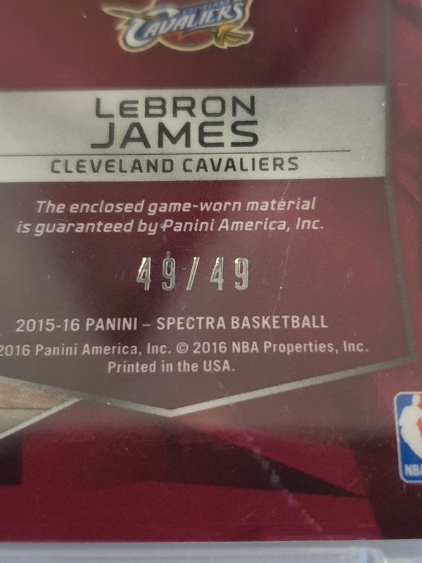 2015 Spectra LeBron James #PATCH 49/49 Game Worn Jumbo Jersey - PSA 9 (POP 4)