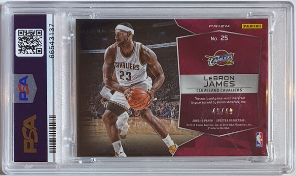 2015 Spectra LeBron James #PATCH 49/49 Game Worn Jumbo Jersey - PSA 9 (POP 4)