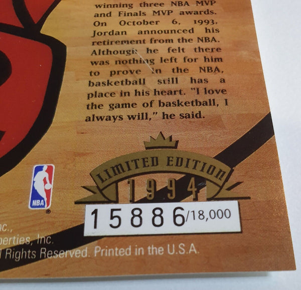 1994 Upper Deck Authenticated Michael Jordan /18000 Jumbo Tribute Night - Rare