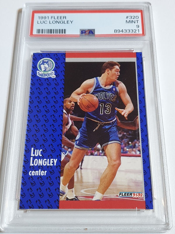 1991 Fleer Luc Longley Rookie #320 RC - PSA 9 (POP 12)