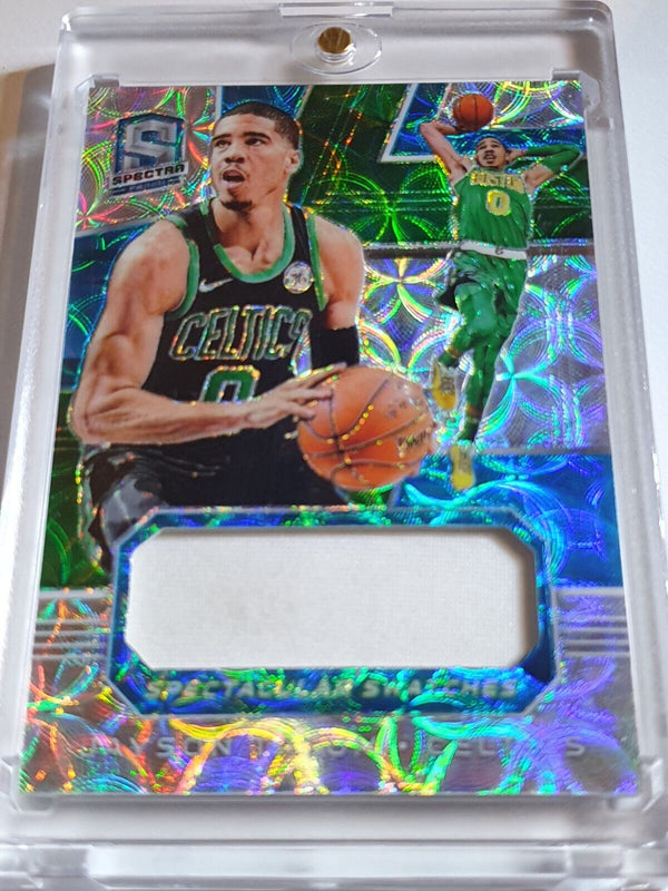 2018 Panini Spectra Jayson Tatum #PATCH NEON BLUE /49 Holo Game Worn Jersey