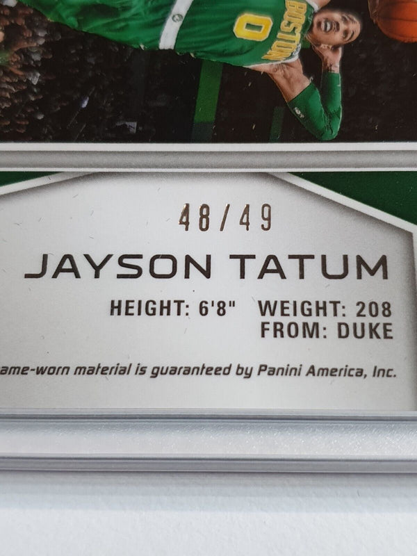2018 Panini Spectra Jayson Tatum #PATCH NEON BLUE /49 Holo Game Worn Jersey
