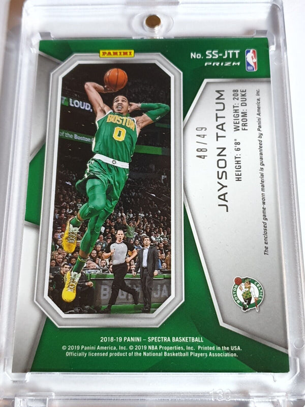 2018 Panini Spectra Jayson Tatum #PATCH NEON BLUE /49 Holo Game Worn Jersey