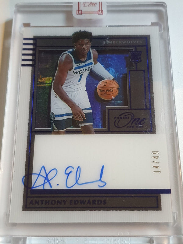 2020 One and One Anthony Edwards RC AUTO BLUE /49 Rookie Autograph - Sealed