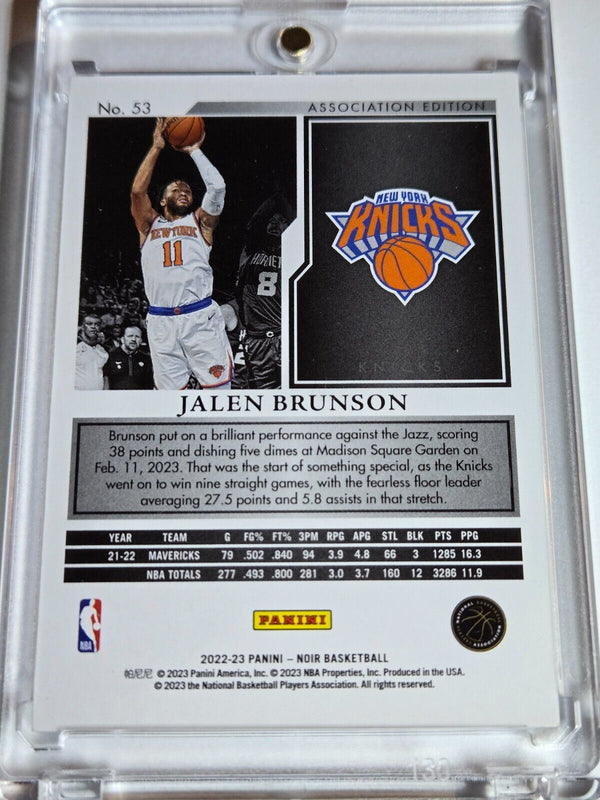 2022 Panini Noir Jalen Brunson #53 HOLO SILVER /49 Association Edition - Rare