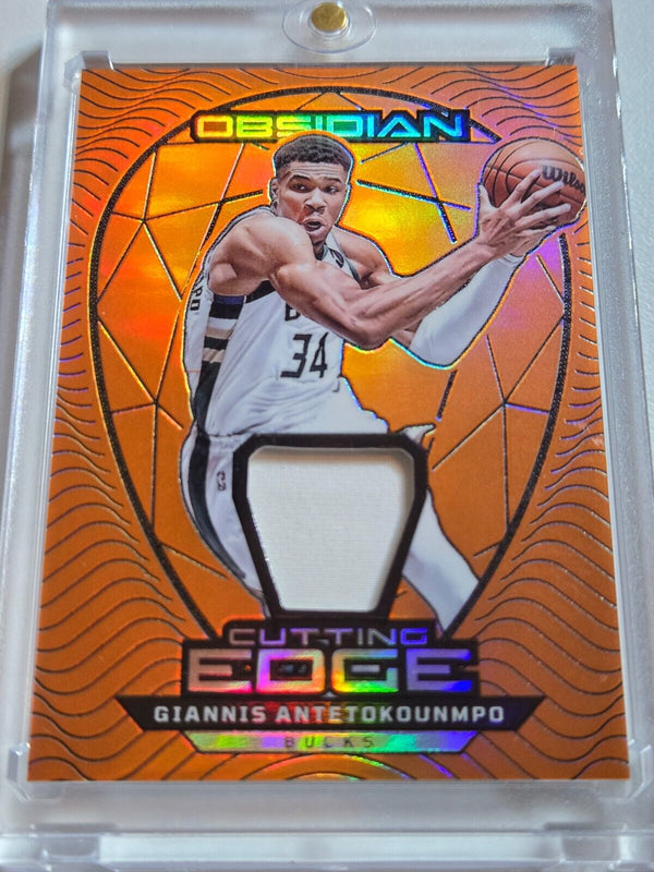 2023 Obsidian Giannis Antetokounmpo #PATCH ORANGE FLOOD /99 Game Worn Jersey