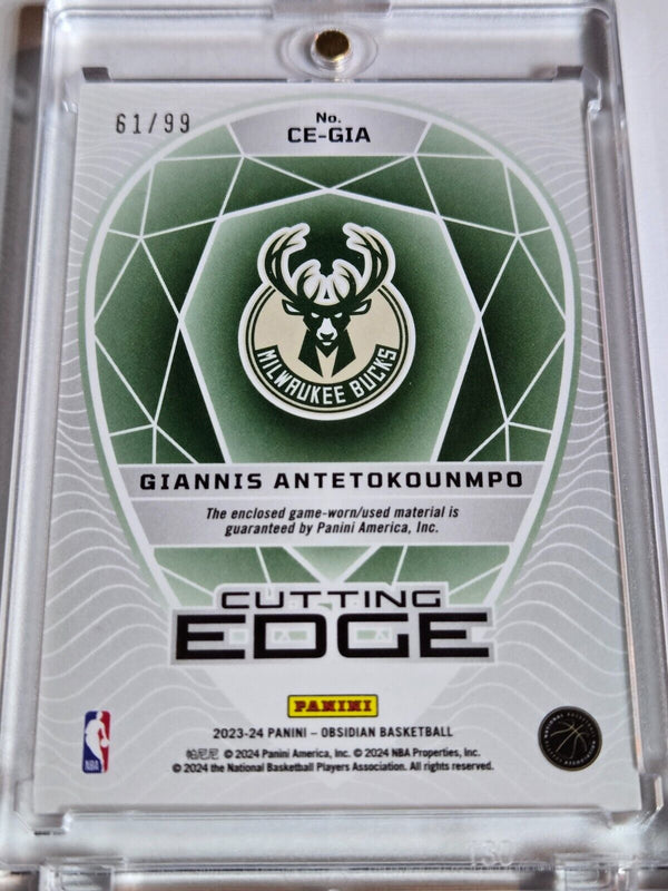 2023 Obsidian Giannis Antetokounmpo #PATCH ORANGE FLOOD /99 Game Worn Jersey