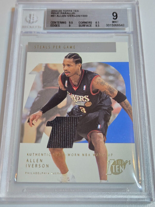2002 Topps Ten Allen Iverson #PATCH /1500 Game Worn Jersey - BGS 9 (POP 1)