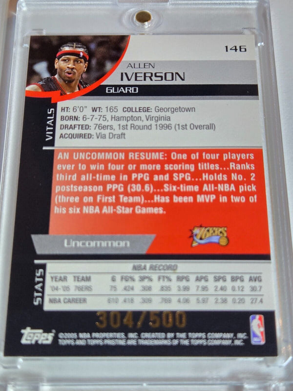 2005 Topps Pristine Allen Iverson #PATCH /500 Game Worn Jersey - Ready to Grade