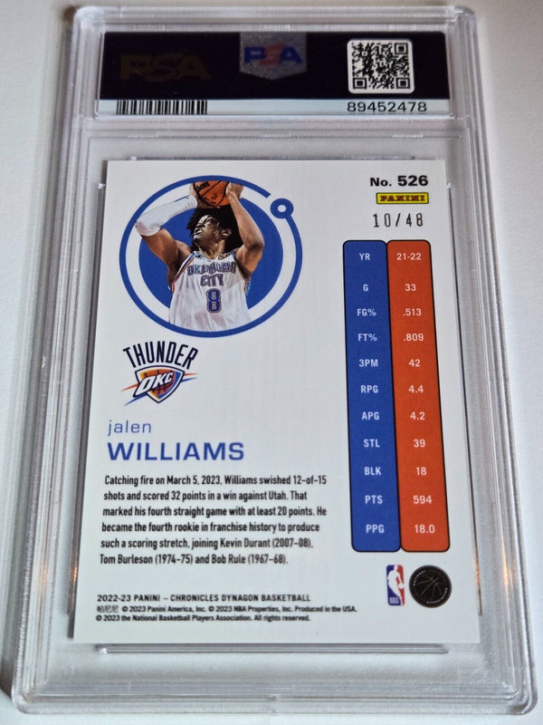 2022 Chronicles Jalen Williams Rookie ASIA RED /48 Holo RC - PSA 8 (POP 2)