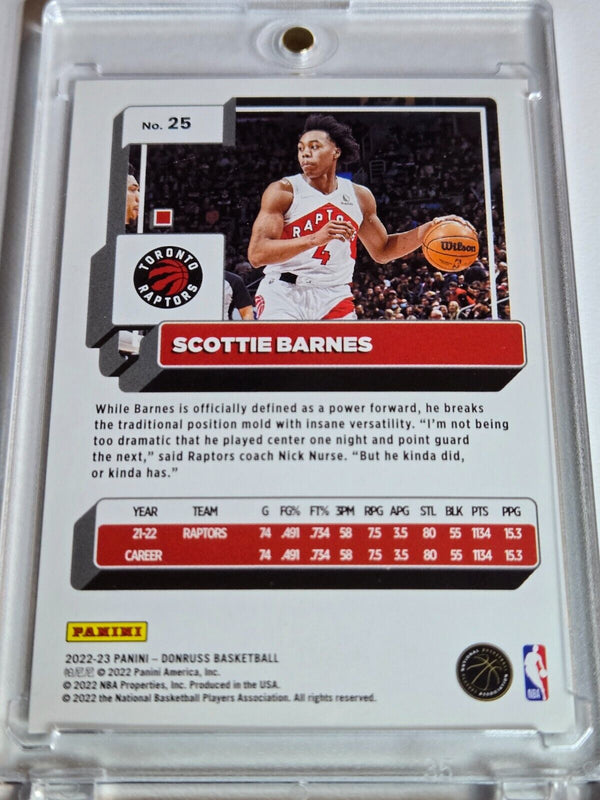2022 Panini Donruss Scottie Barnes #25 PURPLE LASER /99 Holo - Ready to Grade