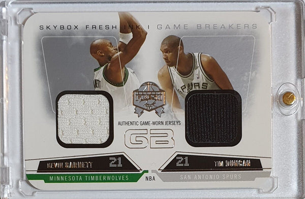 2004 Skybox Fresh Ink Kevin Garnett Tim Duncan #PATCH /199 Dual Game Jerseys