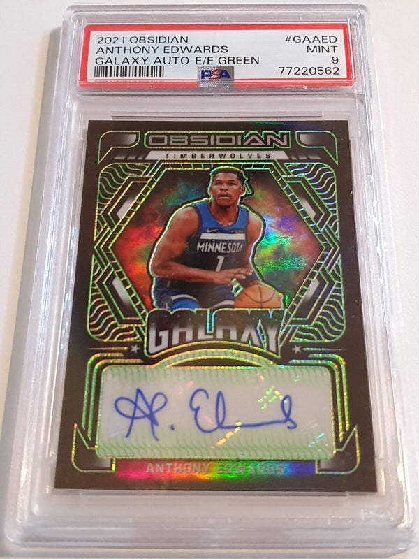 2021 Obsidian Anthony Edwards #AUTO ELECTRIC ETCH GREEN /25 Holo - PSA 9 (POP 2)