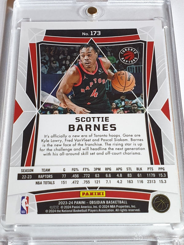 2023 Panini Obsidian Scottie Barnes #173 ELECTRIC ETCH GREEN /25 Hol0 - Rare