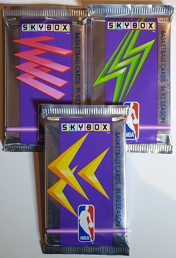 Lot of 3 x Packs of 1991-92 Skybox NBA Basketball - Factory Sealed Pack