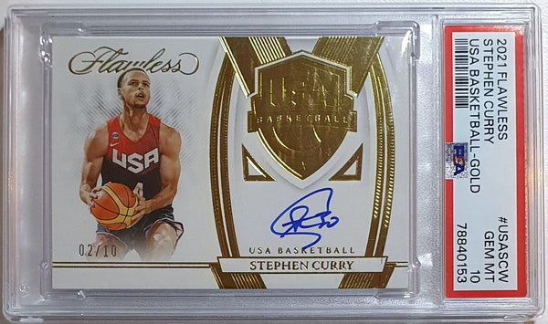 2021 Flawless Stephen Curry AUTO GOLD /10 USA Autograph - PSA 10 (POP 1)