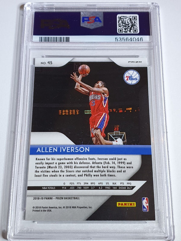 2018 Panini Prizm Allen Iverson #45 GREEN Holo - PSA 10 (POP 37)