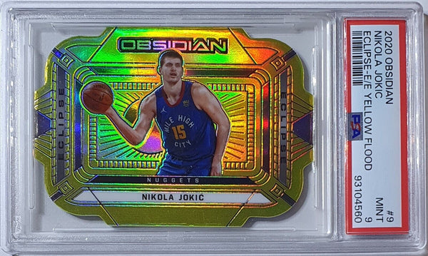 2020 Obsidian Nikola Jokic #9 YELLOW FLOOD Eclipse Die Cut - PSA 9 (POP 1)