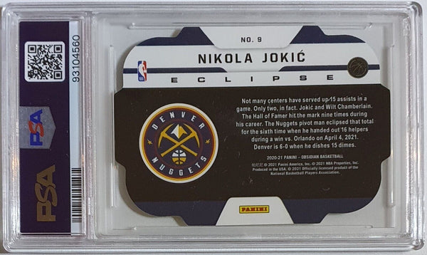 2020 Obsidian Nikola Jokic #9 YELLOW FLOOD Eclipse Die Cut - PSA 9 (POP 1)