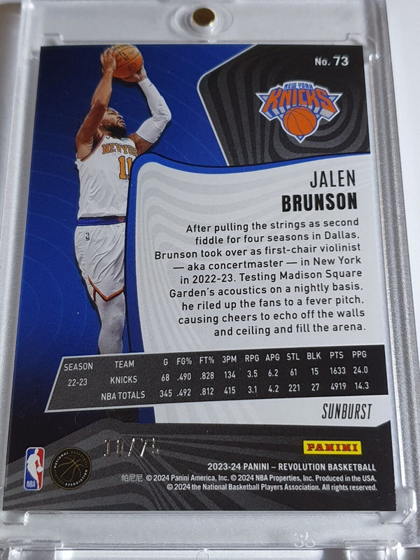 2023 Panini Revolution Jalen Brunson #73 SUNBURST /75 HOLO - Ready to Grade
