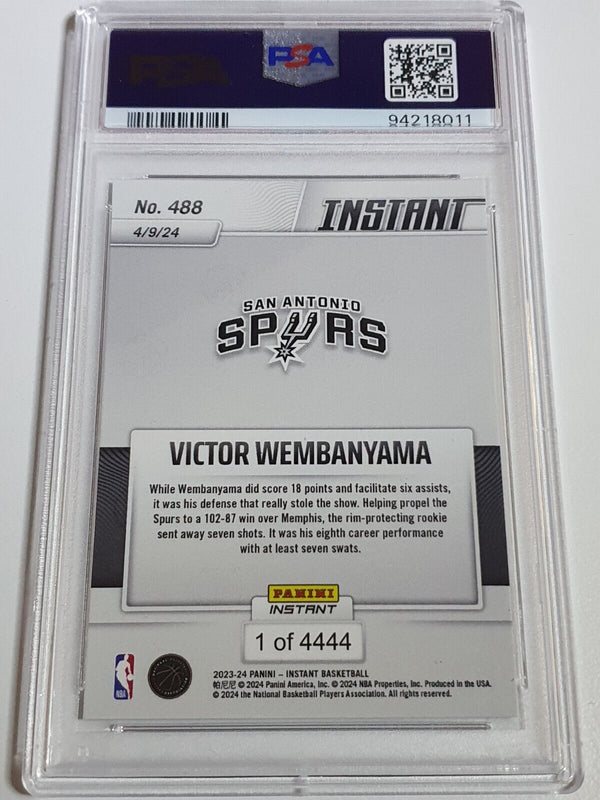 2023 Panini Instant Victor Wembanyama #488 Rookie /4444 RC - PSA 9 (Low POP)