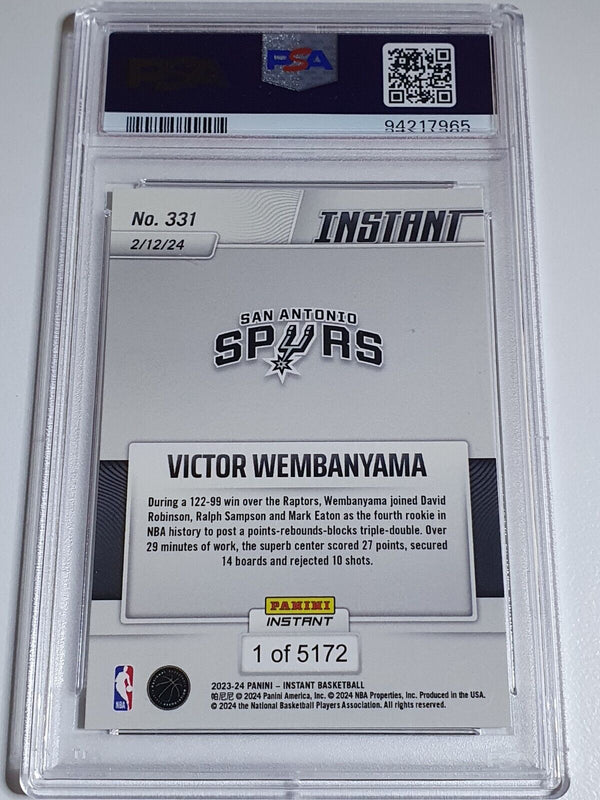 2023 Panini Instant Victor Wembanyama Rookie #331 /5172 RC - PSA 9 (Low POP)