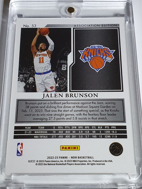 2022 Panini Noir Jalen Brunson #53 SILVER /99 Association Edition - Rare