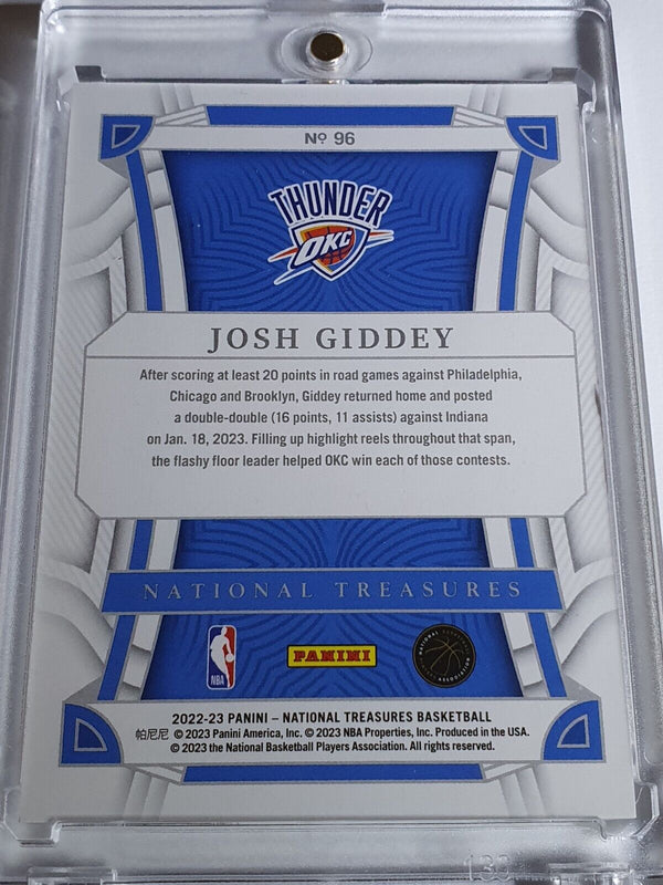 2022 Panini National Treasures Josh Giddey #96 RED /75 Foil Edition - Rare