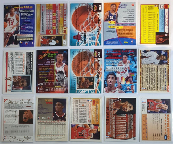Lot of 15 x Topps + Stadium Club Scottie Pippen Collection Cards - Rare