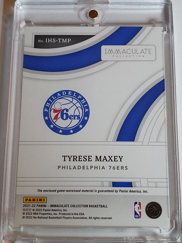 2021 Immaculate Collection Tyrese Maxey #PATCH GOLD /10 Game Worn Jersey - Rare