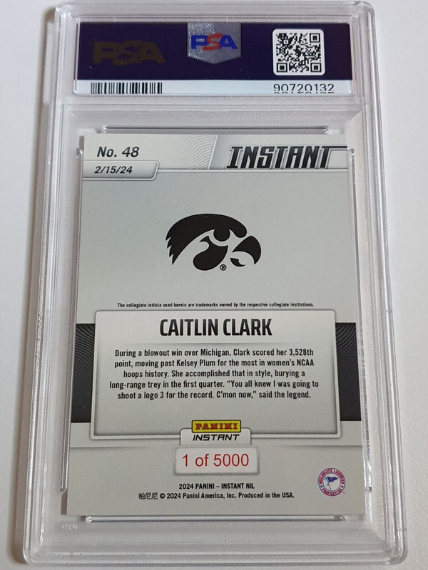 2024 Panini Instant NIL Caitlin Clark Rookie #48 /5000 RC - PSA 9 (Low POP)