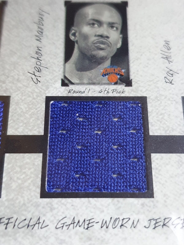 2004 Flair Allen Iverson Marbury Allen #PATCH /96 Triple Jerseys - PSA 9 (POP 1)