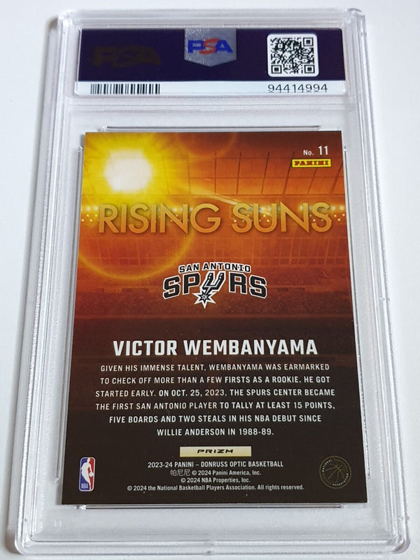 2023 Donruss Optic Victor Wembanyama Rookie #11 Rising Suns HOLO RC - PSA 9